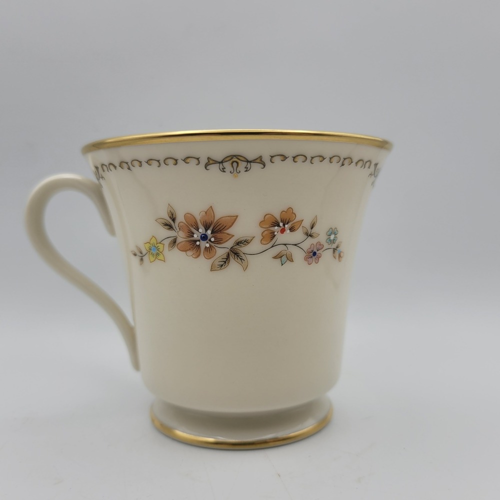 Gorham China Tea Cup Floral Gold Rim Cream White USA Elegant‎